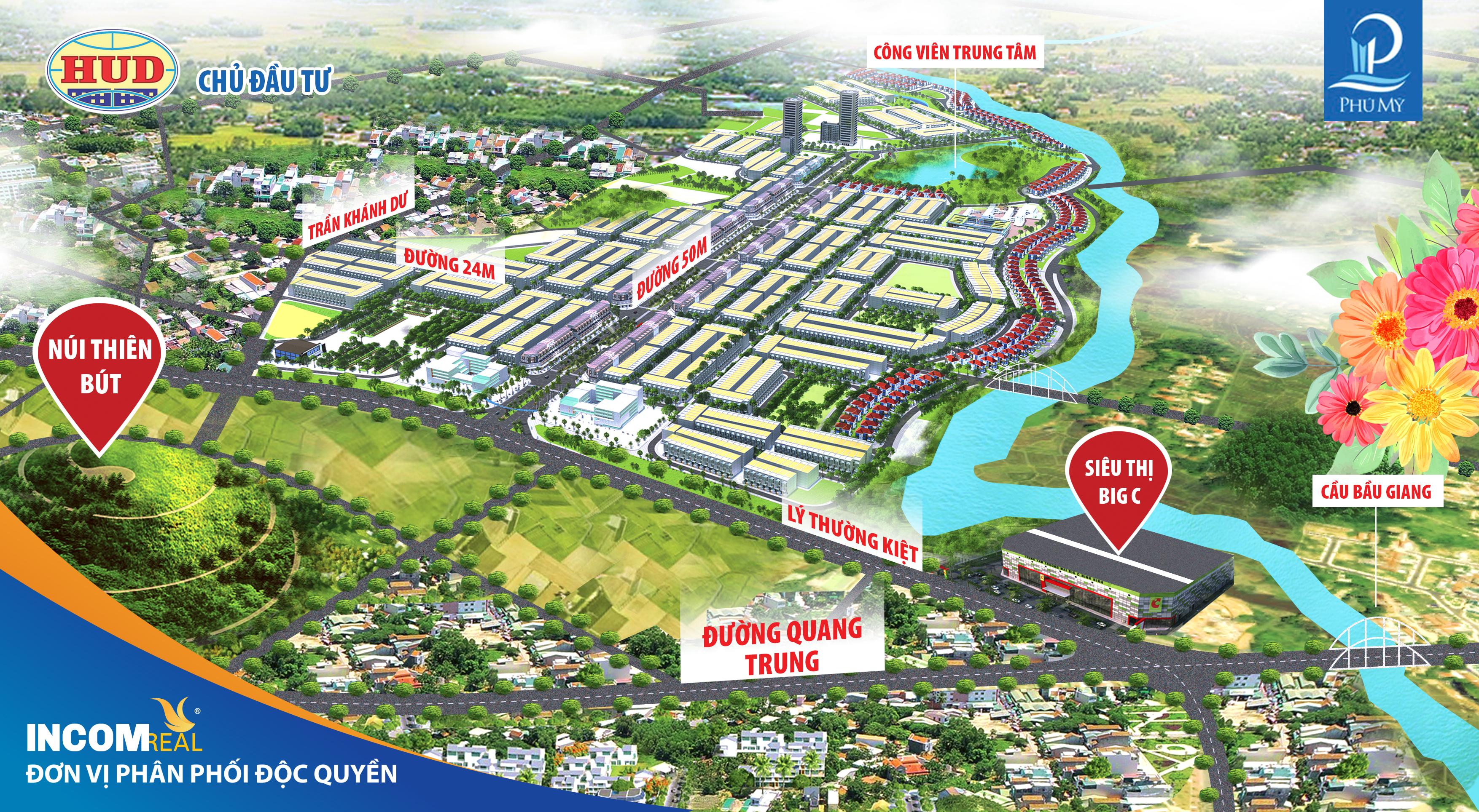 Dự án khu đô thị Phú Mỹ, nằm tại trung tâm thành phố Quảng Ngãi, được thiết kế đồng bộ, với quy hoạch hạ tầng hoàn chỉnh.