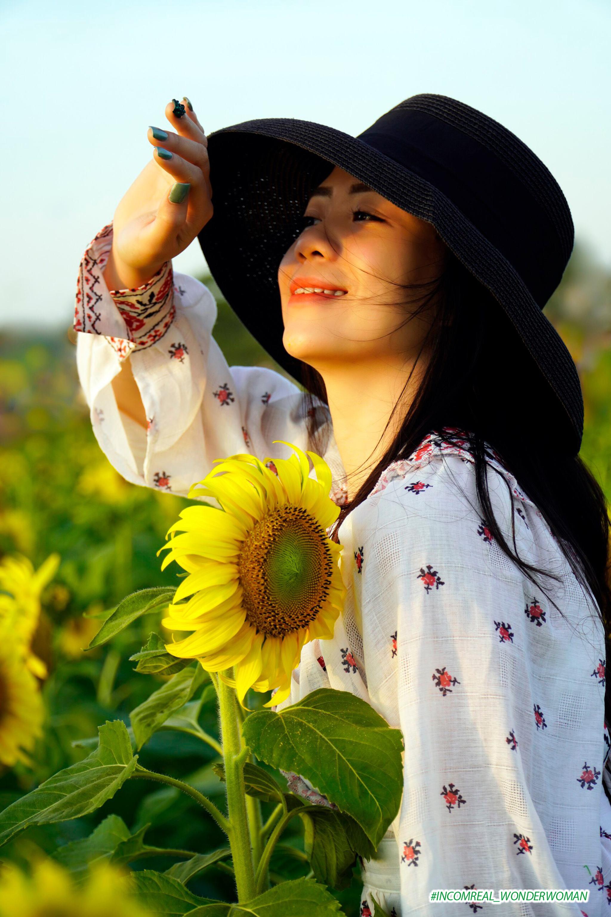 Hình ảnh Kim Huệ - người đẹp Incomreal tại vườn hoa hướng dương